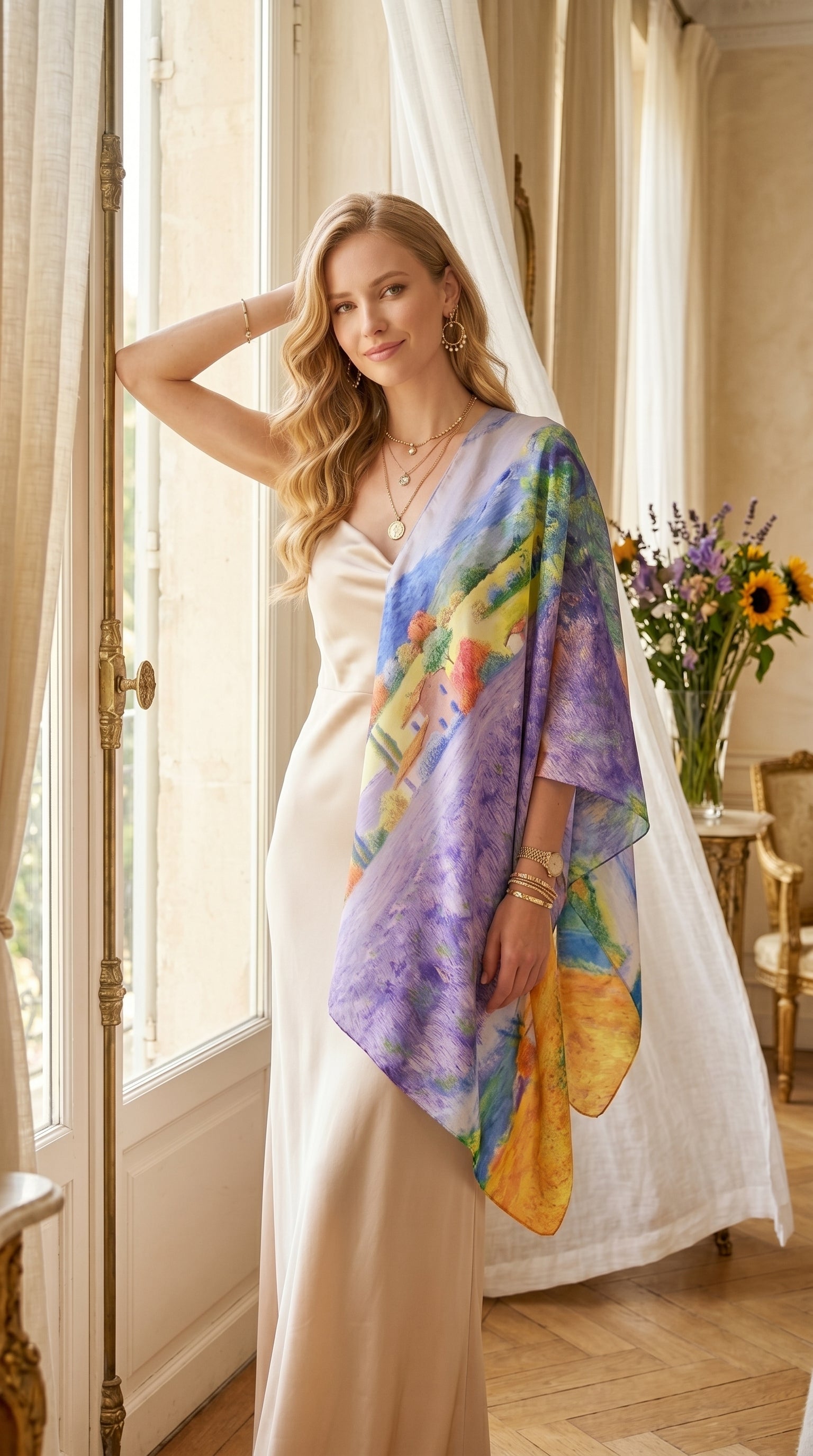 Abstract Seascape Silky Art Scarf