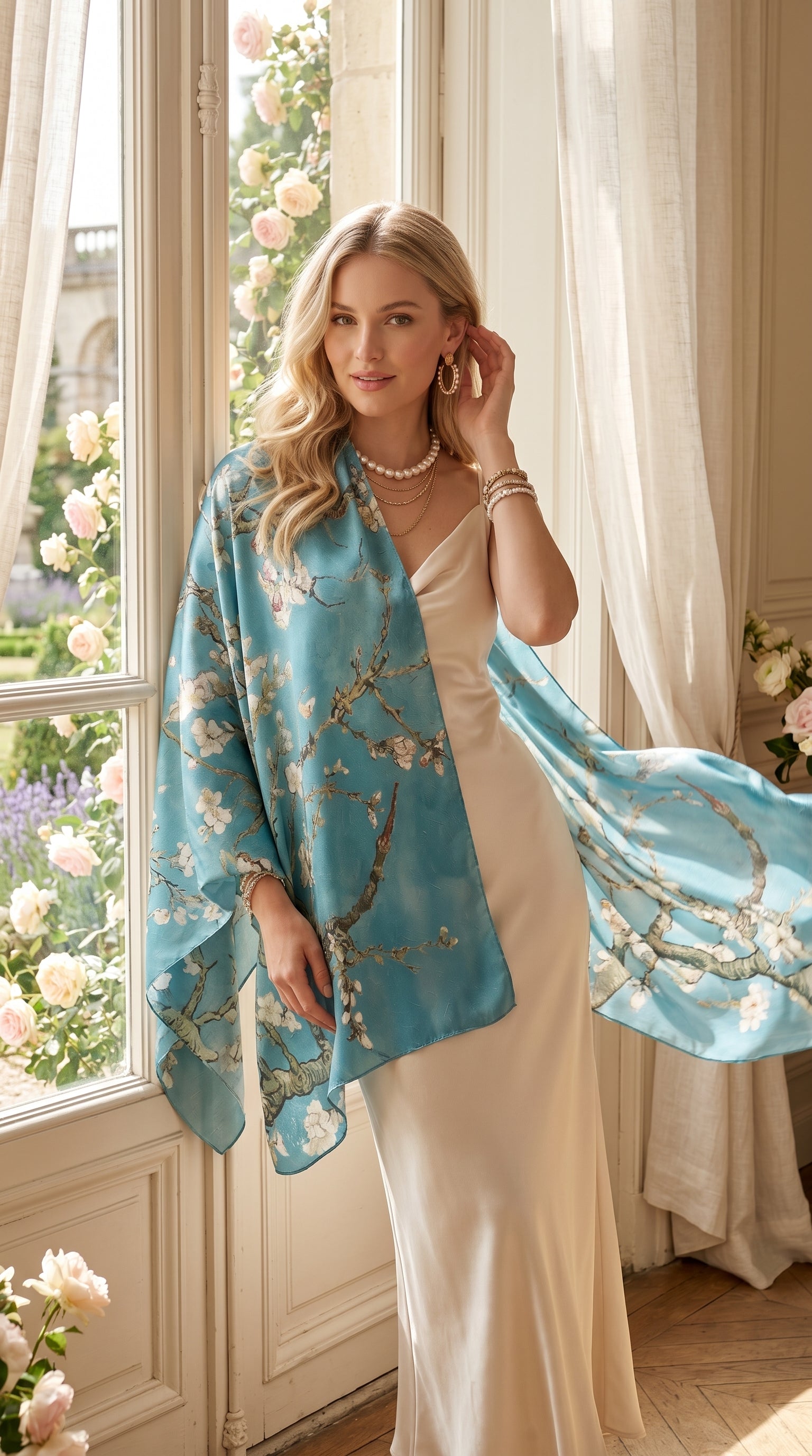 Almond Blossom Silky Art Scarf