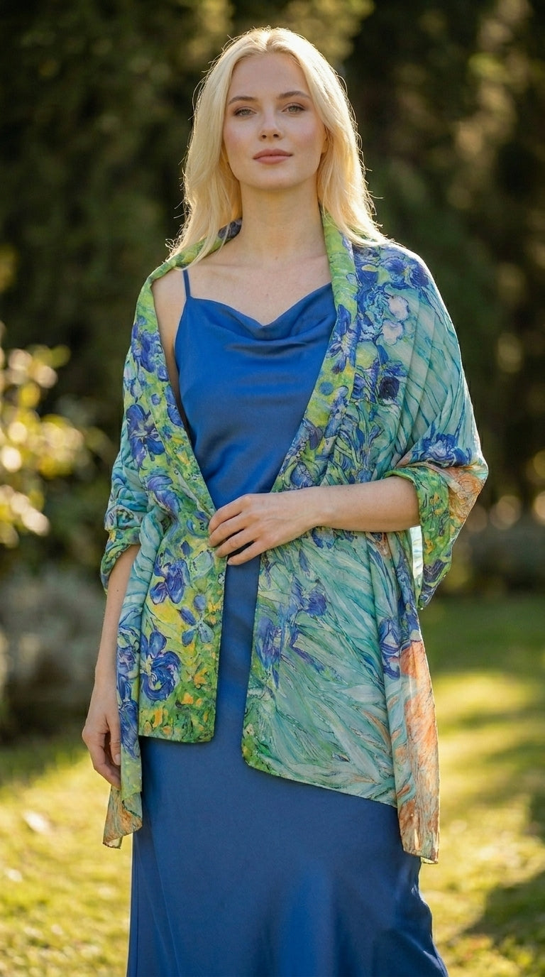 Irises Silky Art Scarf