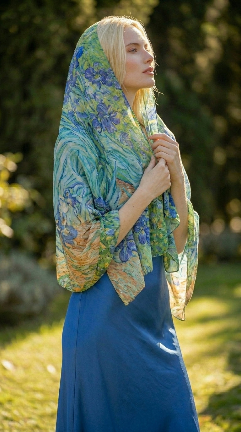 Irises Silky Art Scarf