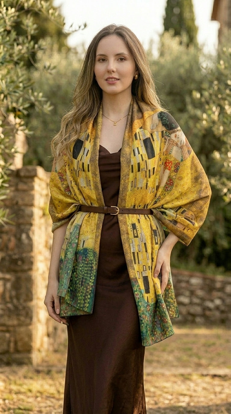 The Kiss Romantic Silky Art Scarf