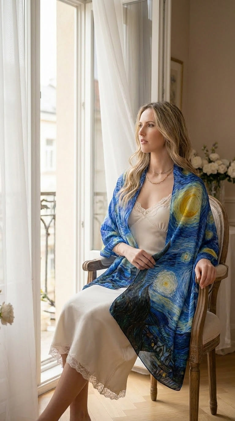 Starry Night Silky Art Scarf