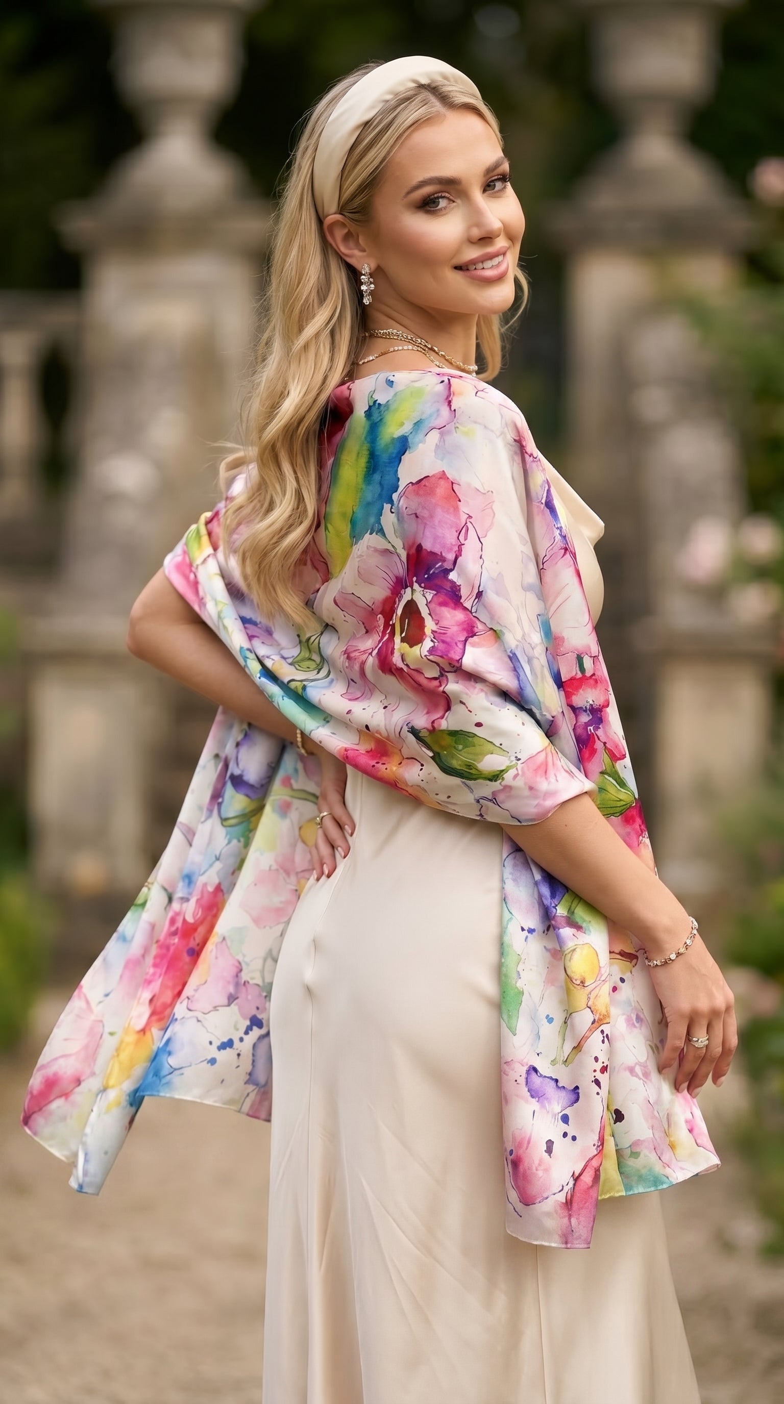 Watercolor Flower Silky Art Scarf