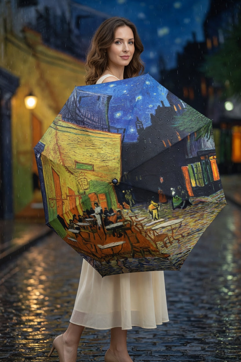 Cafe Terrace Night Art Umbrella