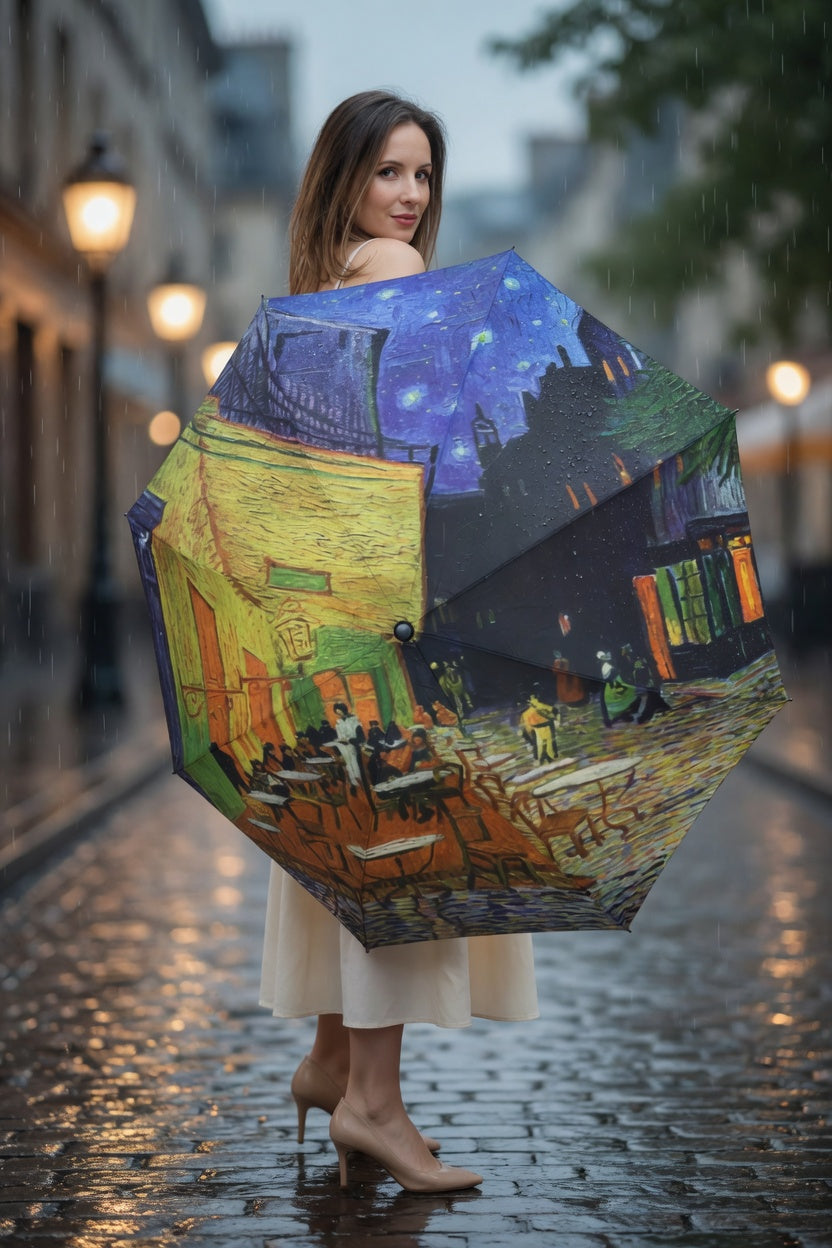 Cafe Terrace Night Art Umbrella
