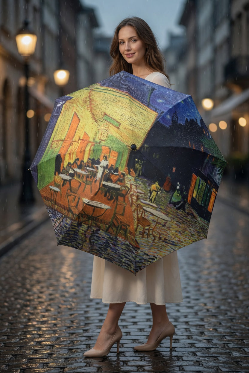 Cafe Terrace Night Art Umbrella
