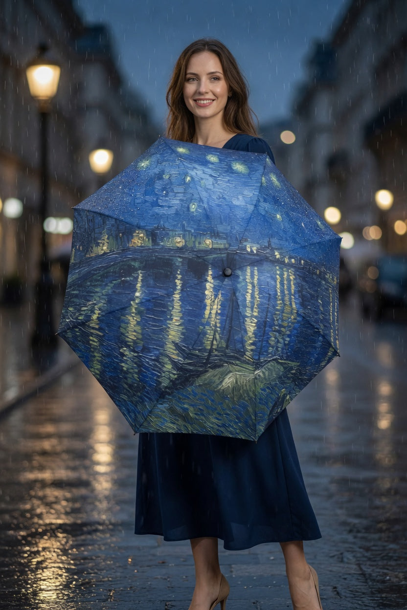 Starry Night Over the Rhone Art Umbrella