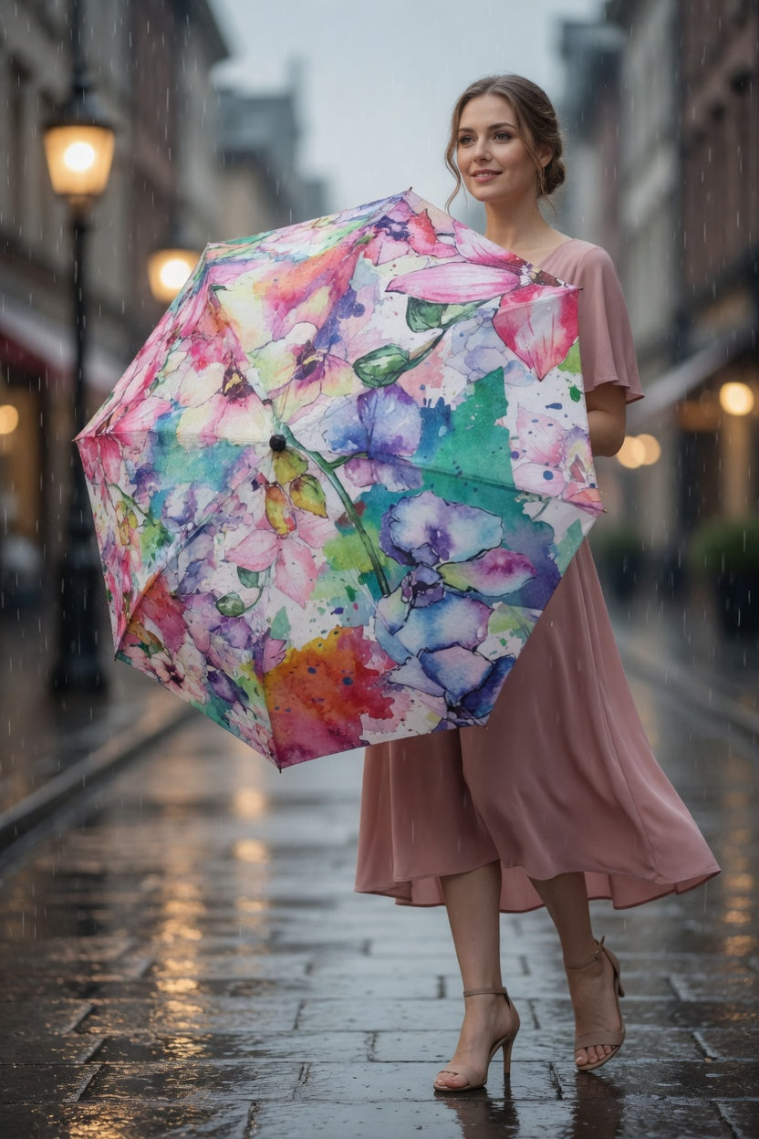 Watercolor Floral Art Umbrella