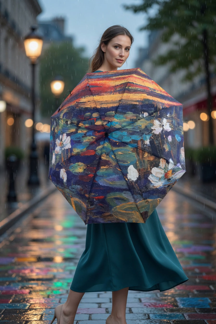 Waterlilies Sunset Art Umbrella