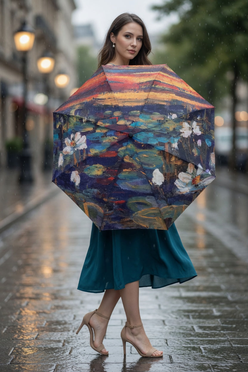 Waterlilies Sunset Art Umbrella