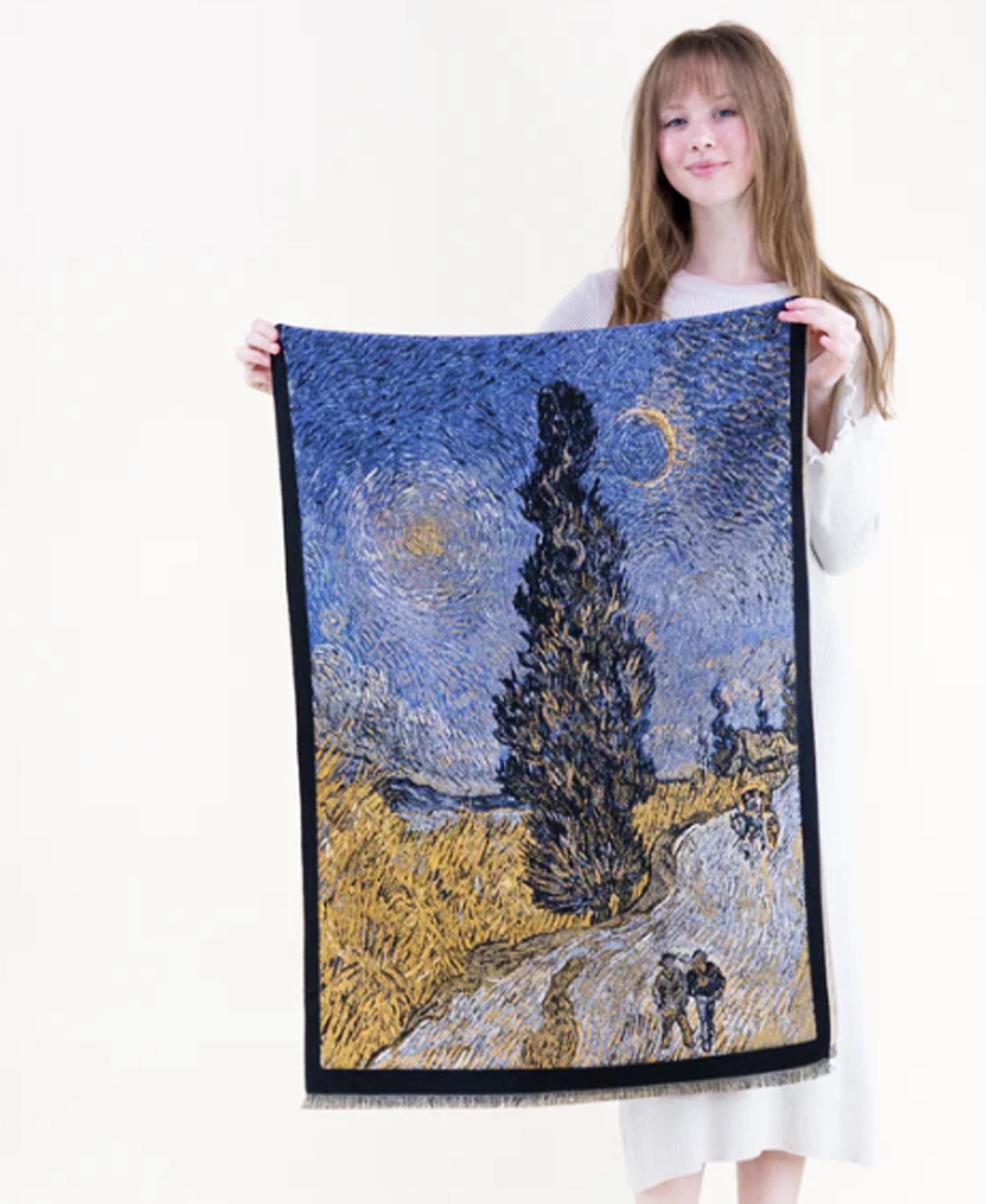 Cypress Road Art Scarf: Wool-Like Winter Shawl, Oversized Wrap