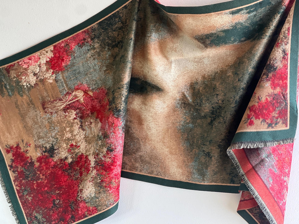 Art-Inspired Winter Scarf: Oversized Cozy Wrap, Wool-Like Fabric