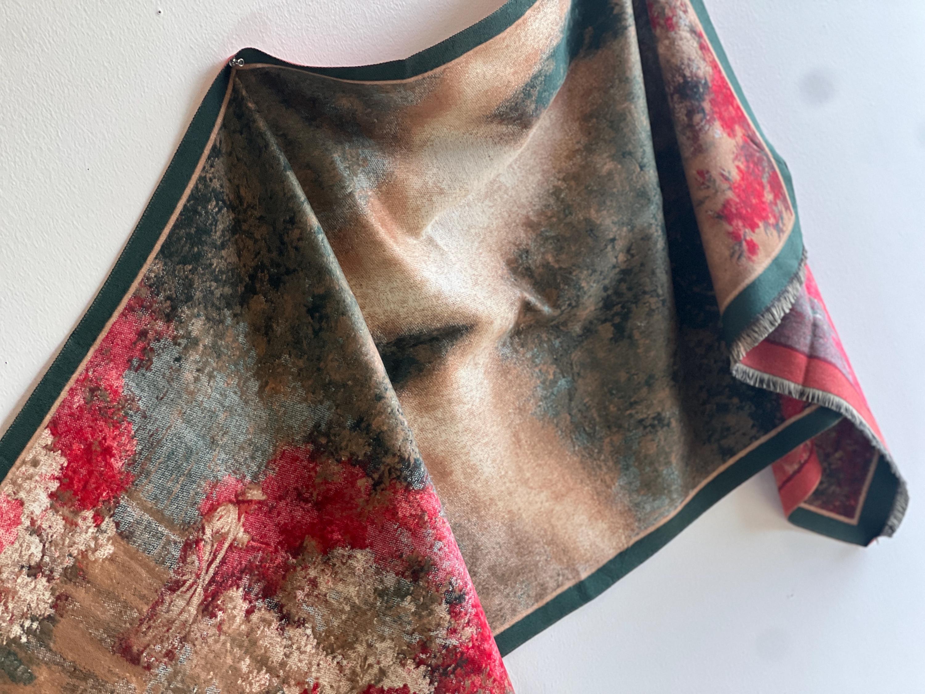 Art-Inspired Winter Scarf: Oversized Cozy Wrap, Wool-Like Fabric