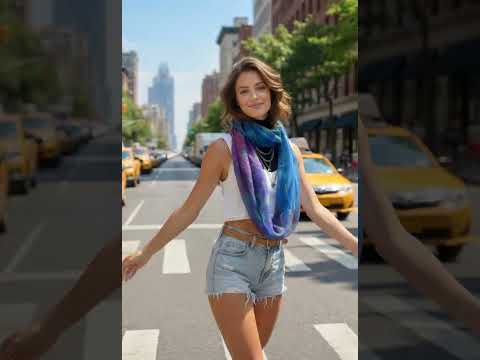 ABSTRACT PAINTING INFINITY SCARF BLUE PURPLE TONE