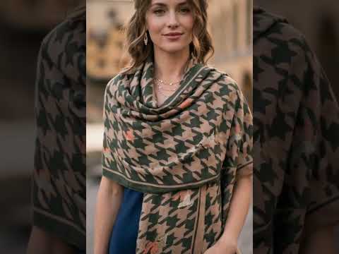 HOUNDSTOOTH SCARF SOLID BORDER OLIVE