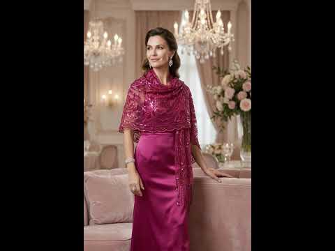 ROSES PATTERN SEQUIN SCARF FUCHSIA