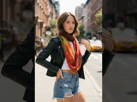 ABSTRACT PAINTING INFINITY SCARF ORANGE RED TONE
