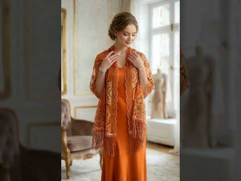 ROSES PATTERN SEQUIN SCARF ORANGE