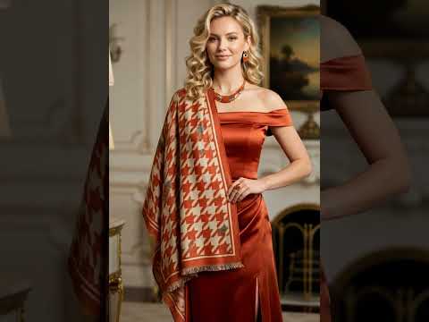 HOUNDSTOOTH SCARF SOLID BORDER ORANGE