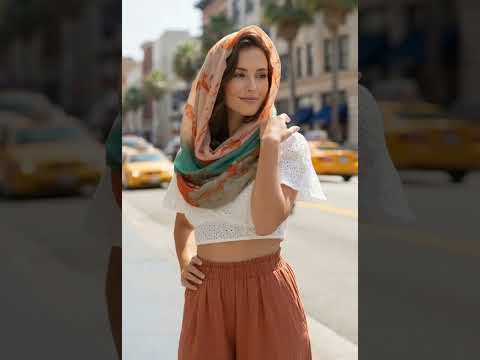 ABSTRACT PAINTING INFINITY SCARF ORANGE TEAL TONE